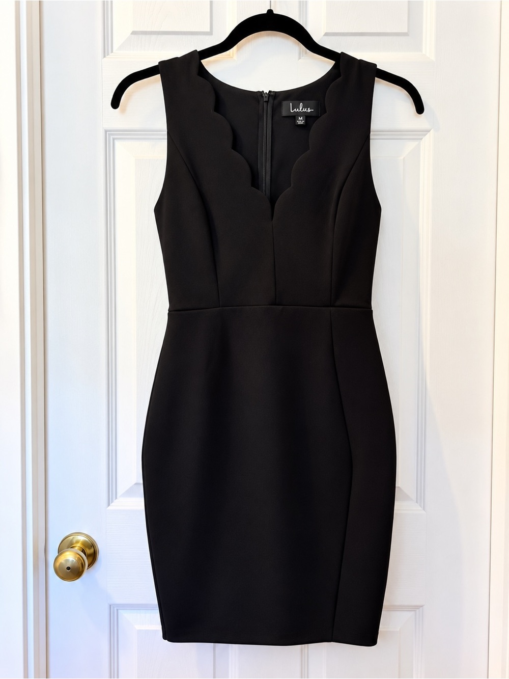Lulu's Black Scalloped V-Neck Sheath Mini Dress